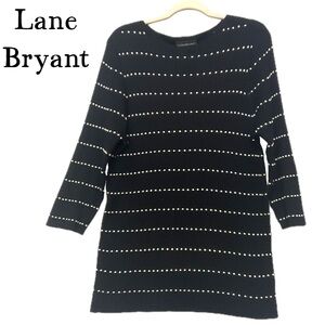 Lane Bryant Black Knit Top with White Accents NWT 25" p2p